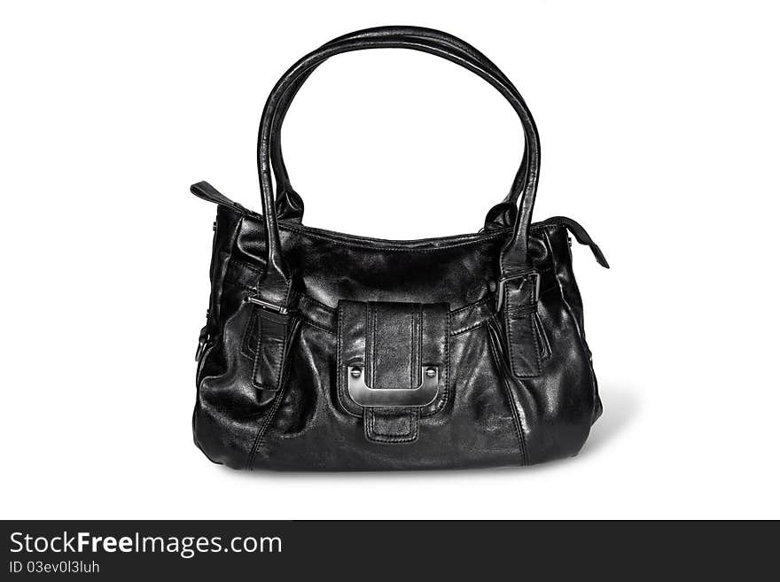 Black handbag isolated on white background