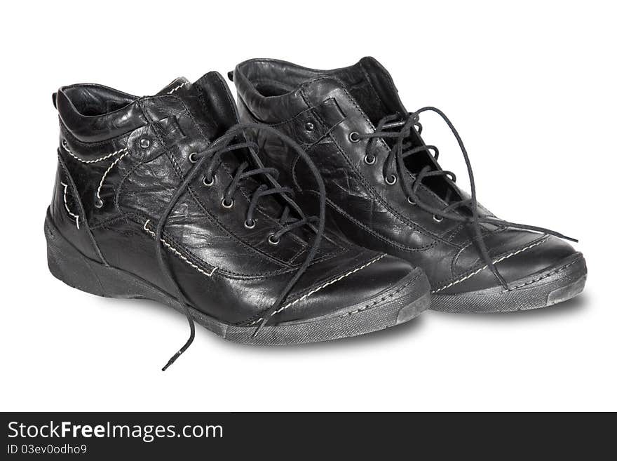 Female black boots isolated on a white background