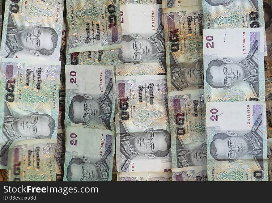 Thai banknote display as background. Thai banknote display as background