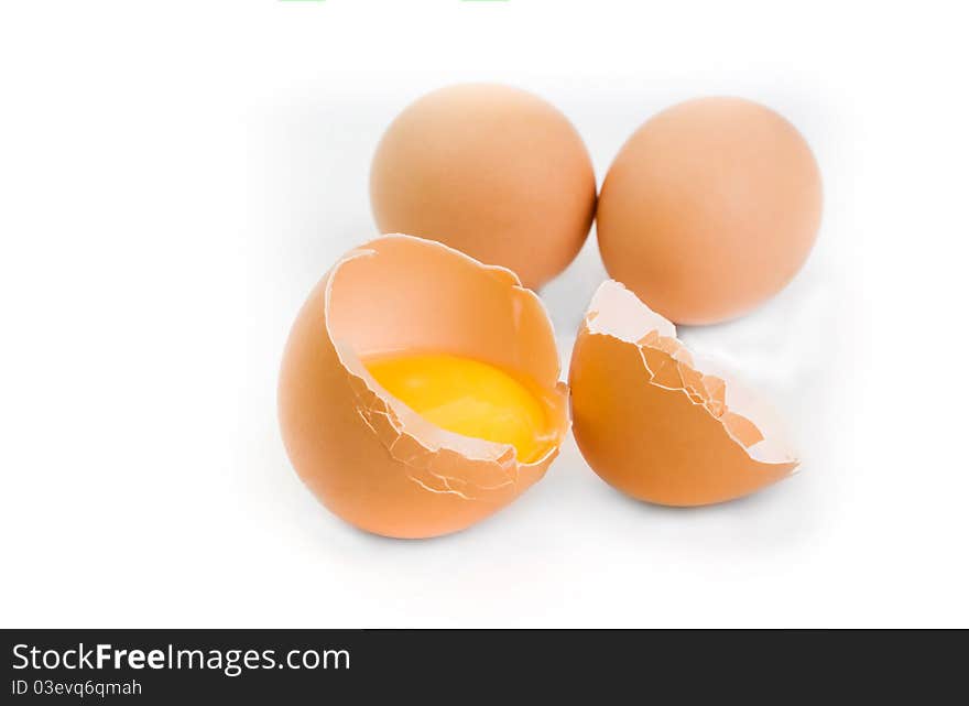 Eggs on a white background