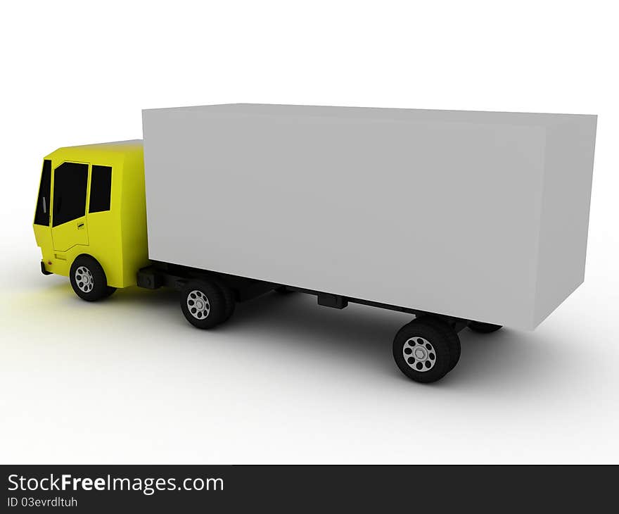 Yellow Truck With A White Trailer â„–4