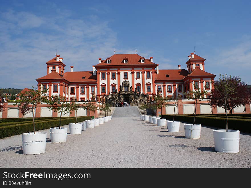 Panormaic view of Troja castle in Prague