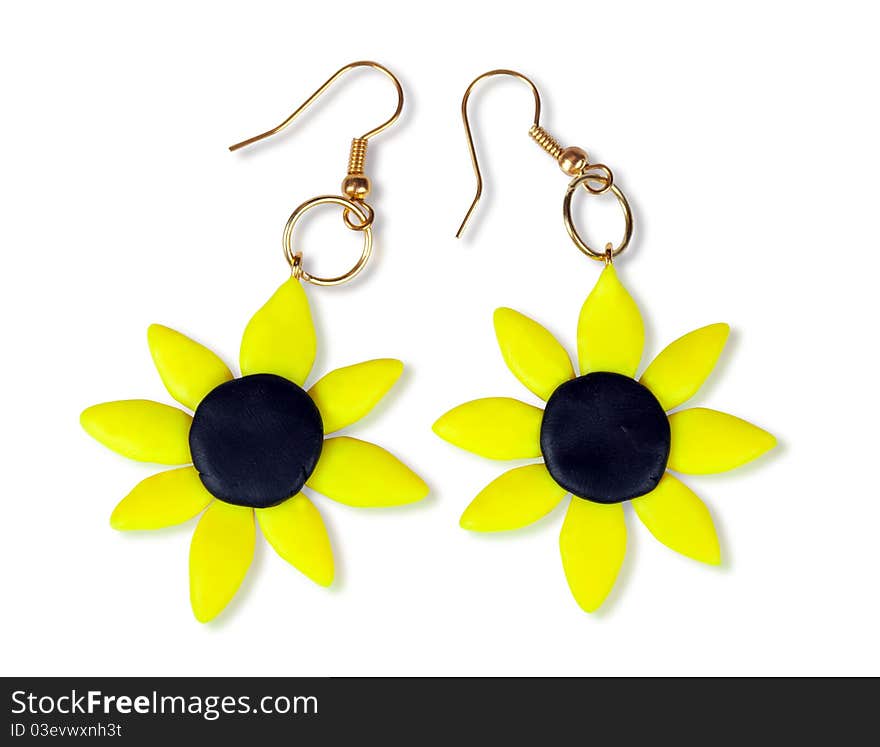 Earrings-sunflower Of Plastic Clay