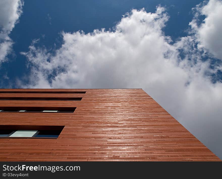 An office with a timber facade in the modern office park organized Beukenhorst South in Hoofddorp, Netherlands. An office with a timber facade in the modern office park organized Beukenhorst South in Hoofddorp, Netherlands.