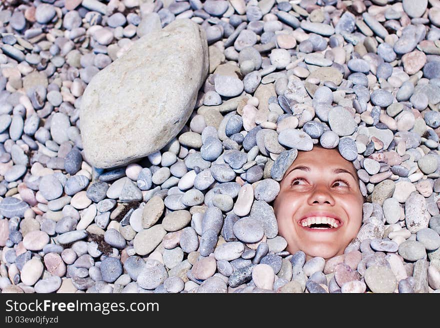 Funny girl  in stones