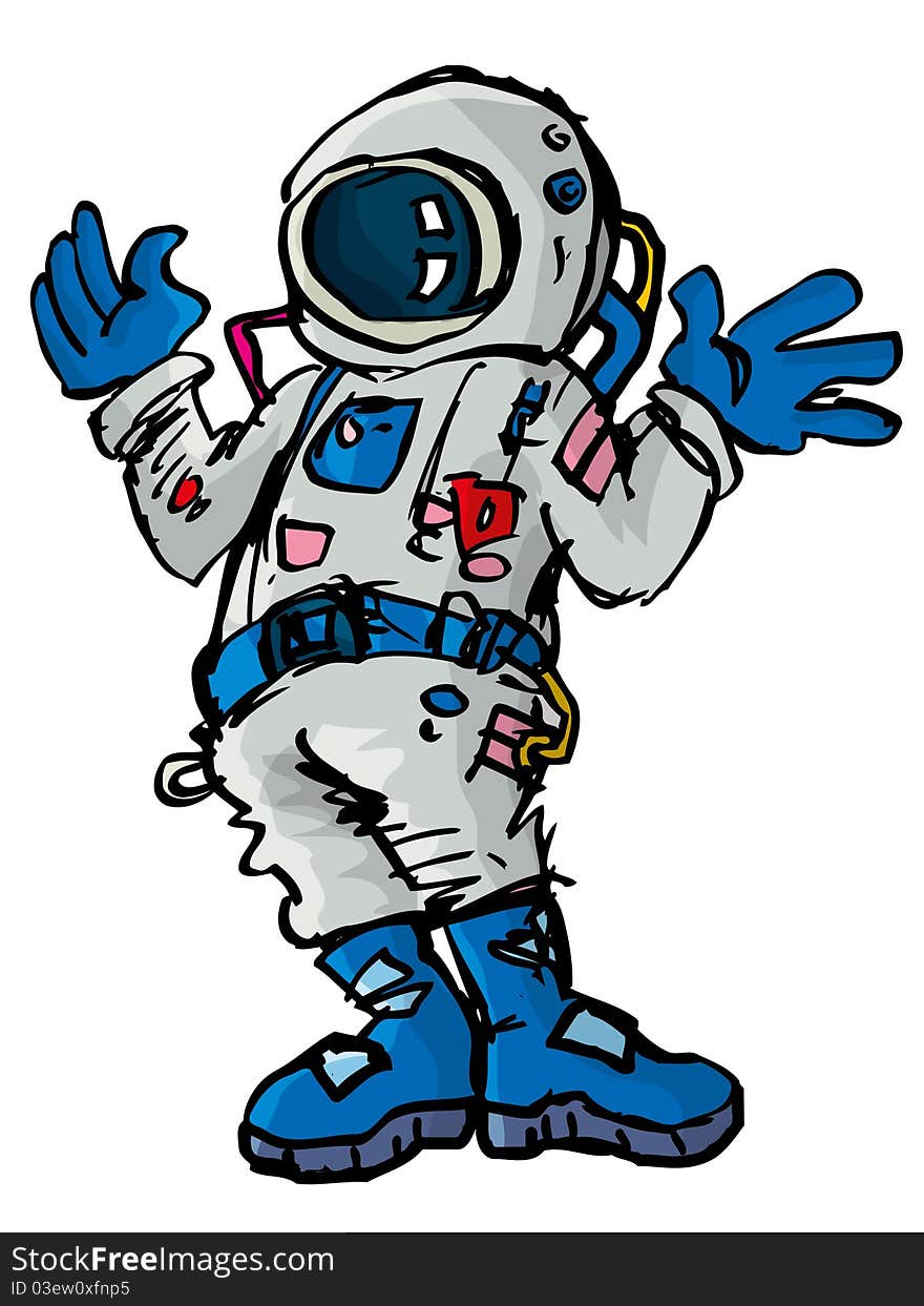 Cartoon Astronaout In A Space Suit