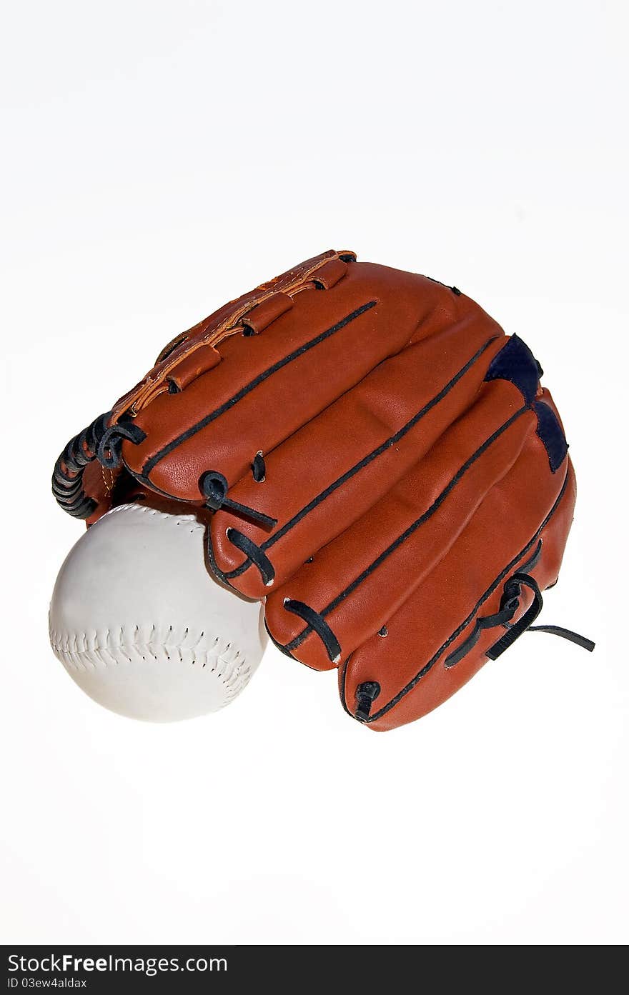 Baseball glove with the ball on the white background. Baseball glove with the ball on the white background