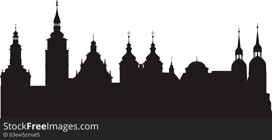 The silhouette of the historic town in Slovakia. The silhouette of the historic town in Slovakia