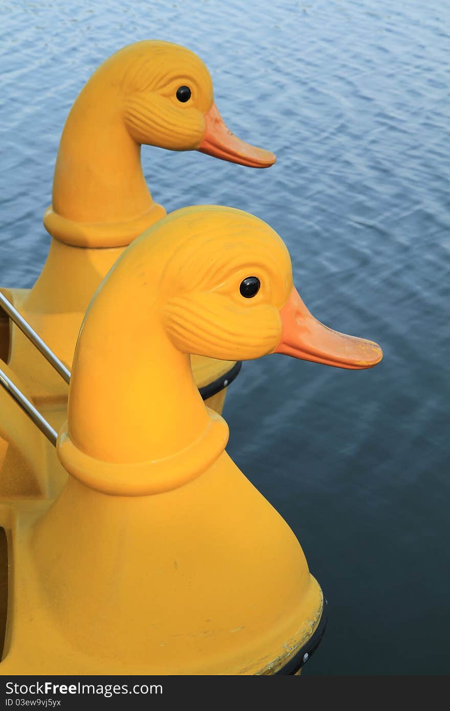 Paddle boats in the water park