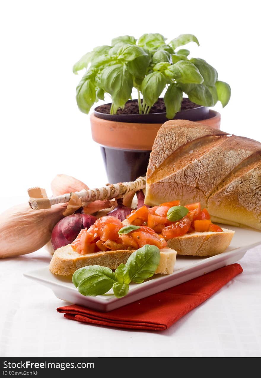 Bruschetta with ingredients