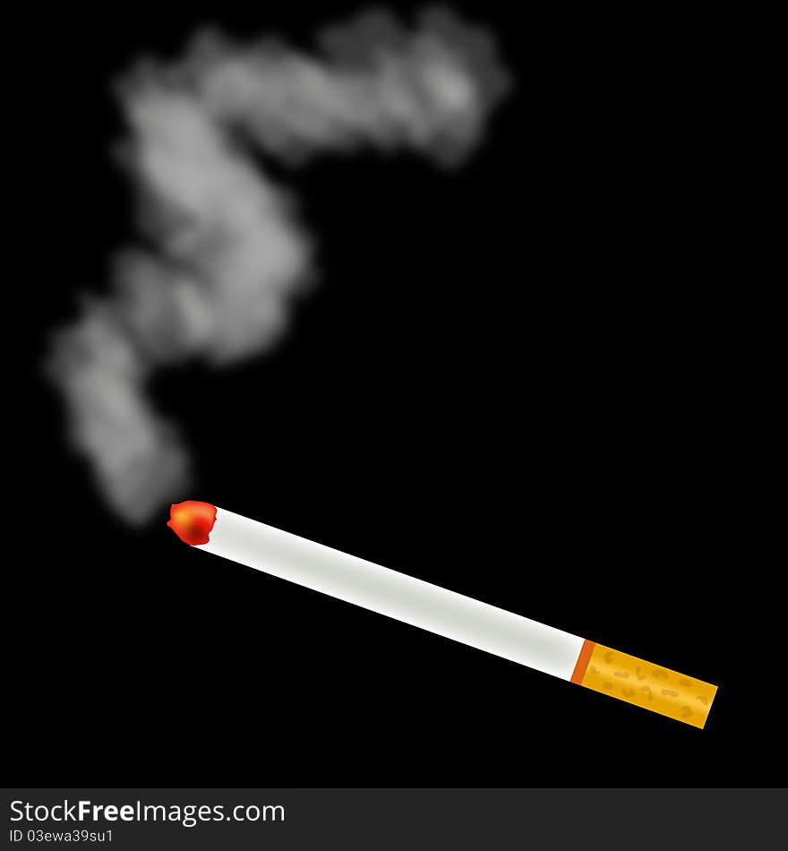 Smoking Cigarette On Black Background