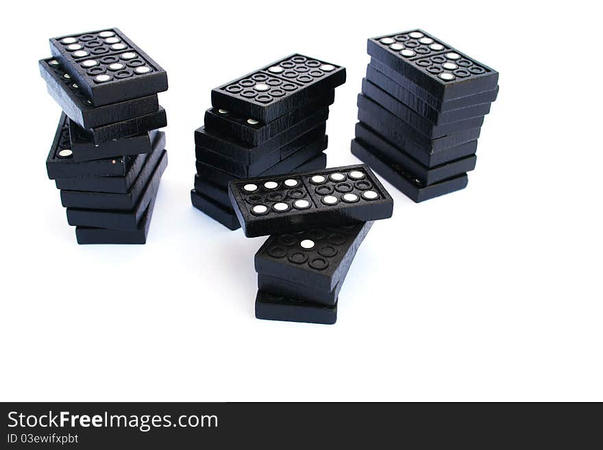 Blocks of dominoes isolated on white background.