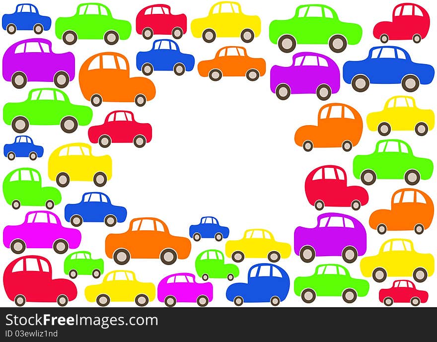 Multi colored cars background with space for your text. Multi colored cars background with space for your text