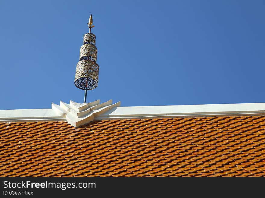 Thai Temple Roof with crown in North of Thailand. Thai Temple Roof with crown in North of Thailand