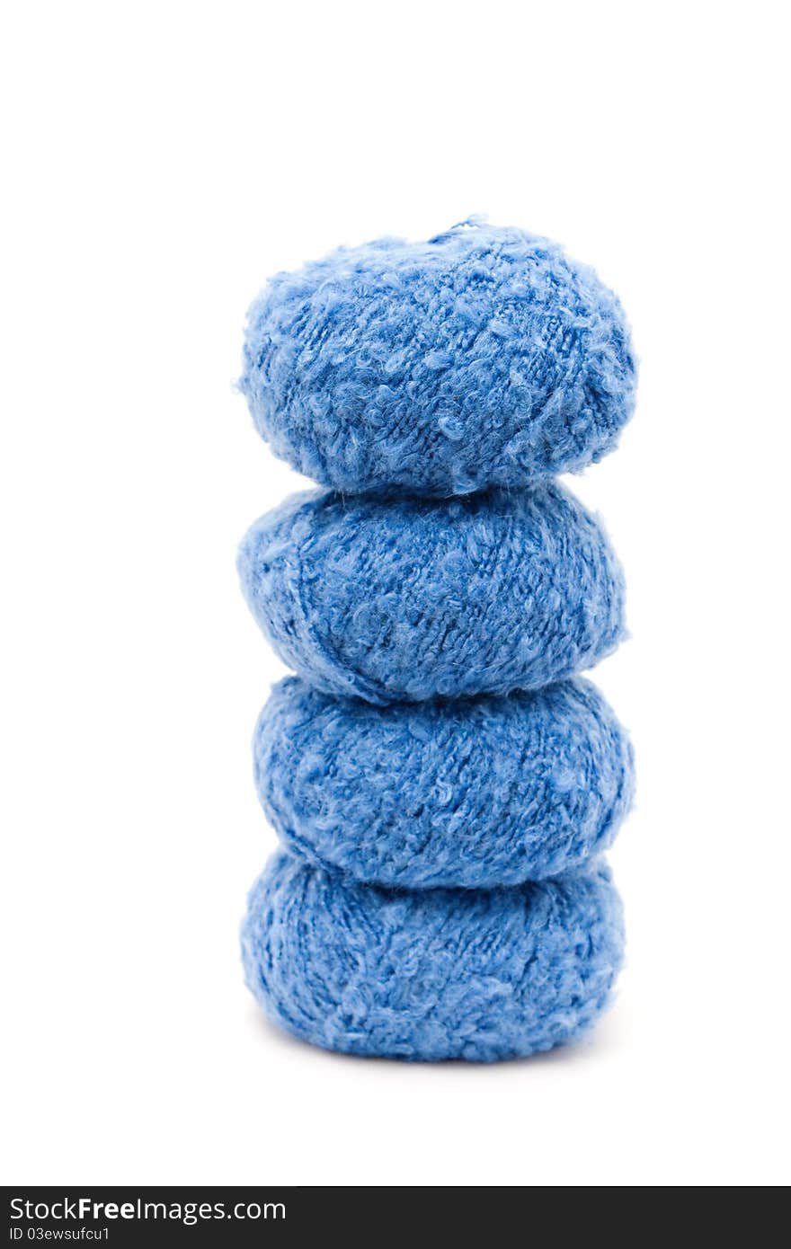 The blue yarn skeins isolated on white. The blue yarn skeins isolated on white