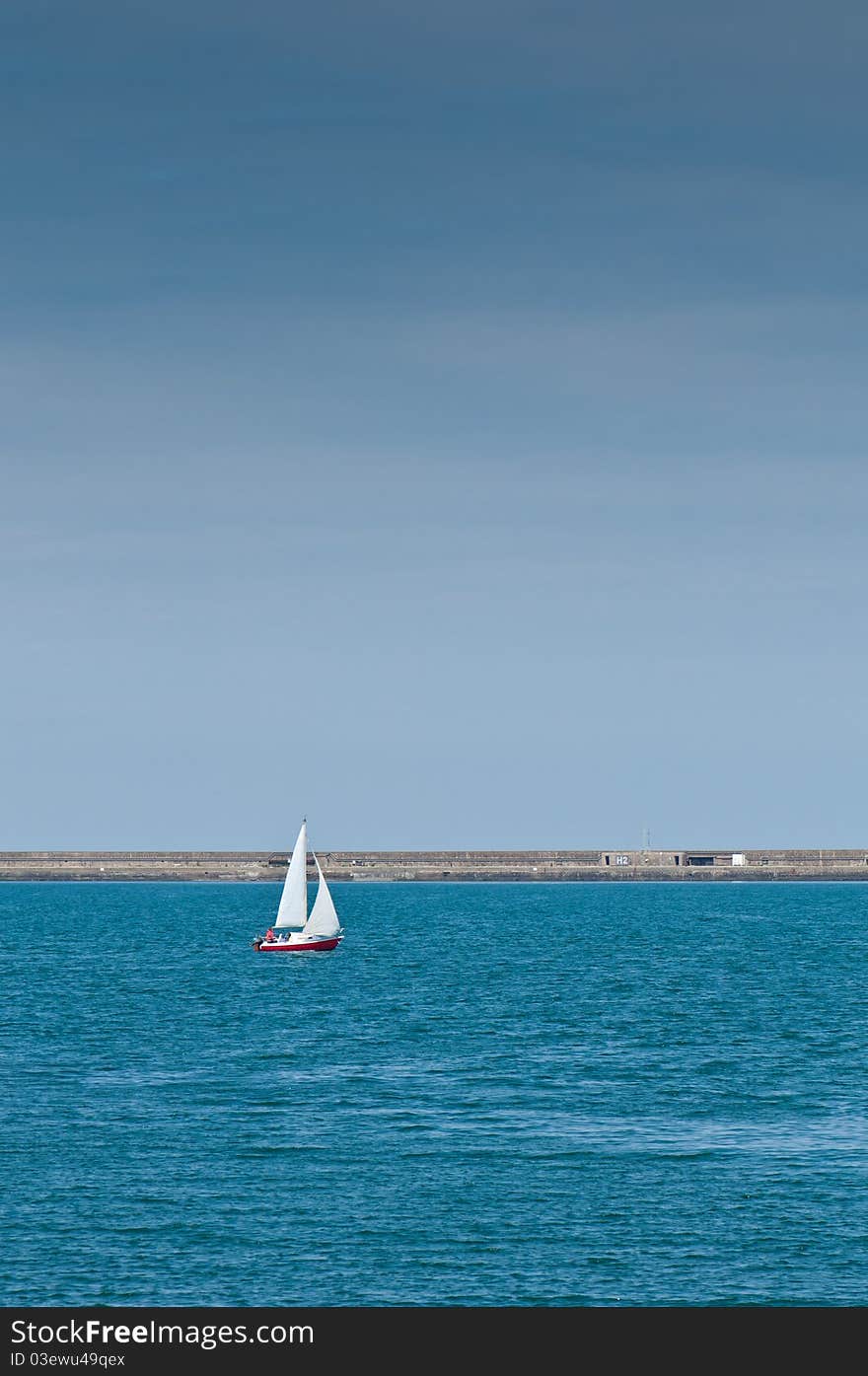 Lonely sailing boat