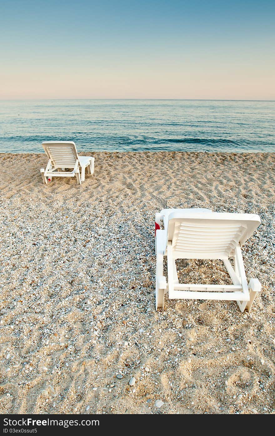 Sunbeds on a beach