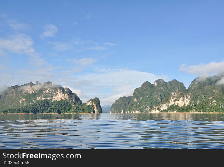 Beautiful limestone mountain with blue sky.