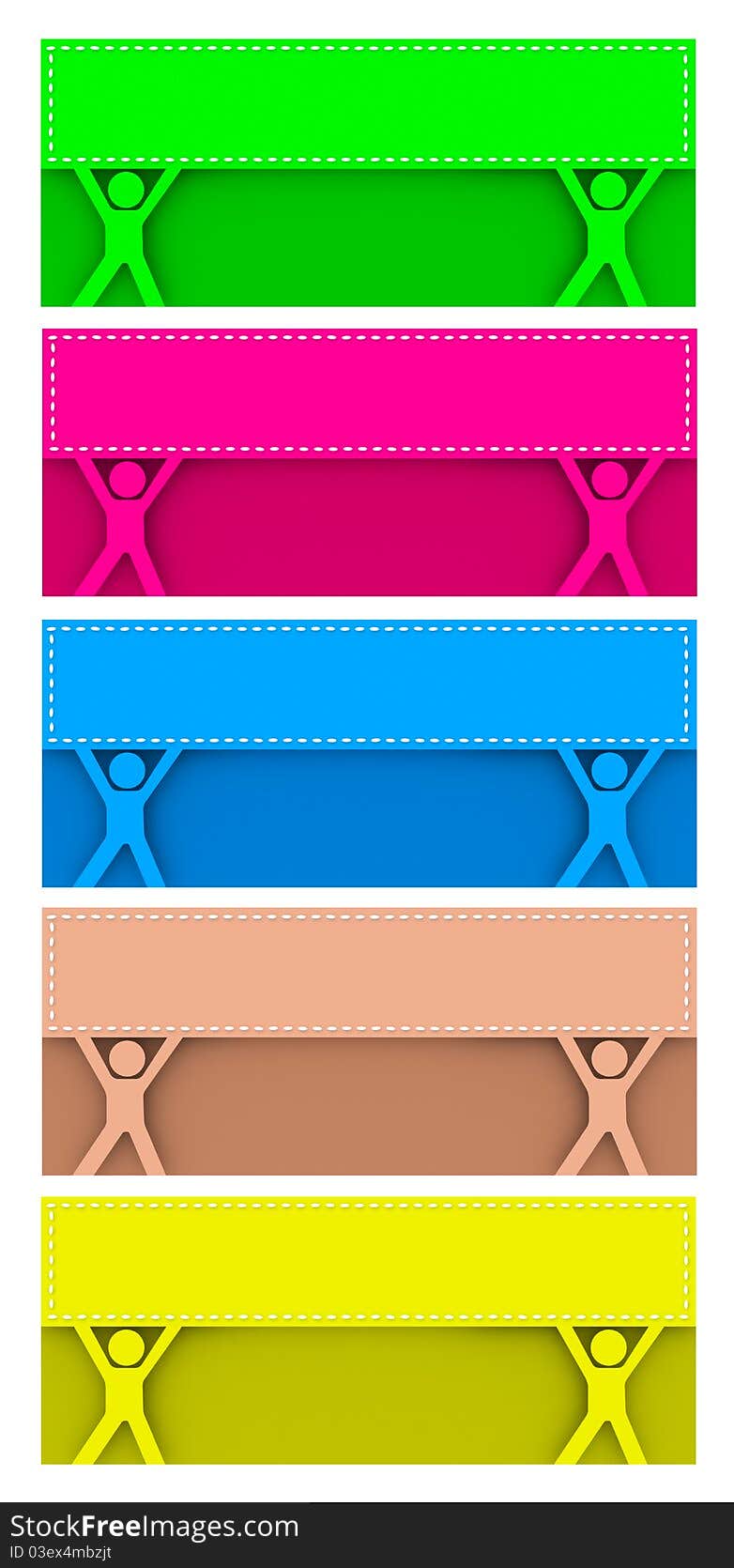 Colorful flat banner set - with silhouette people. Colorful flat banner set - with silhouette people