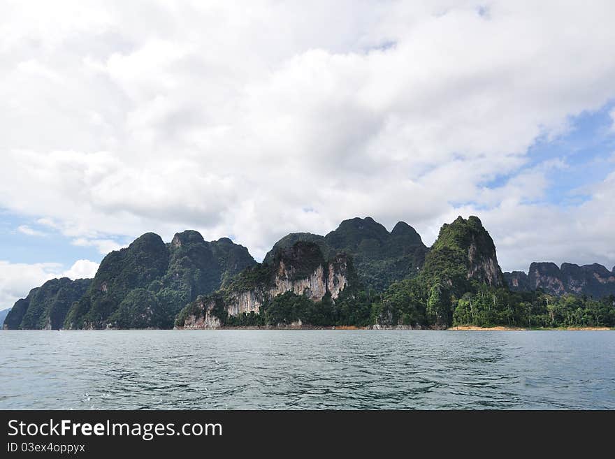 Beautiful limestone mountain with blue sky.