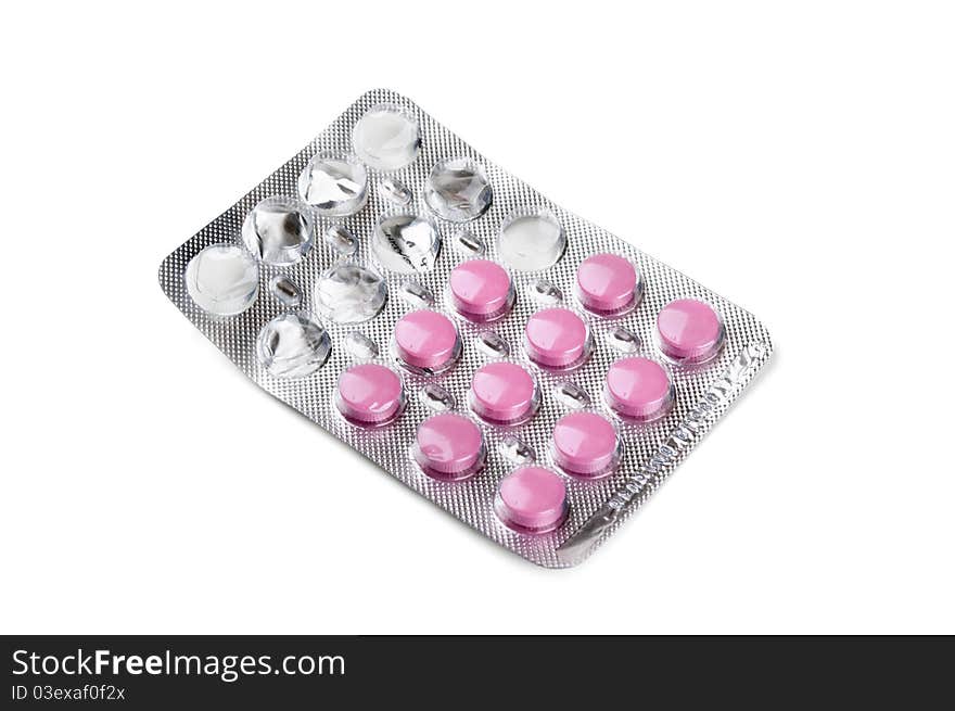 Pack of tablets isolated on a white background