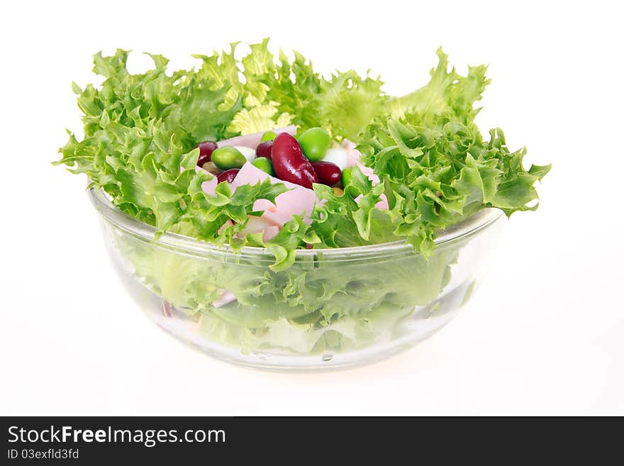 Freshness Lettuce Bean And Corn Salad Isolated