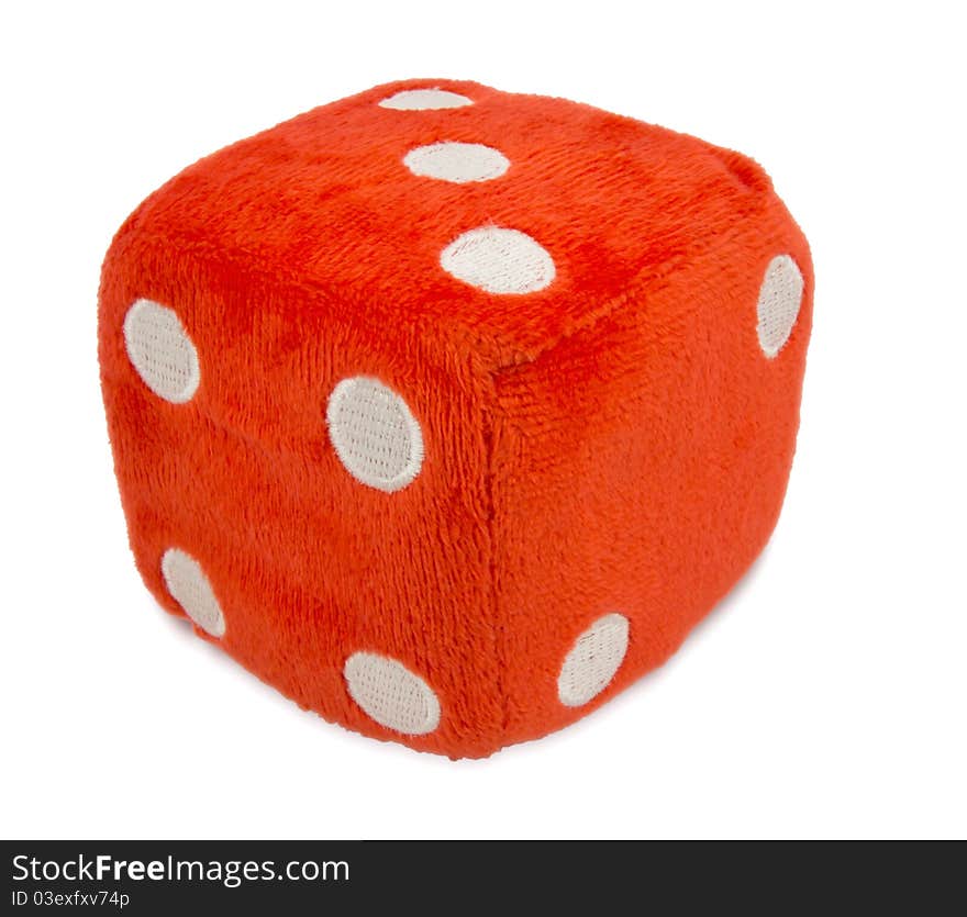 Red fuzzy dice isolated on white. Clipping path included.