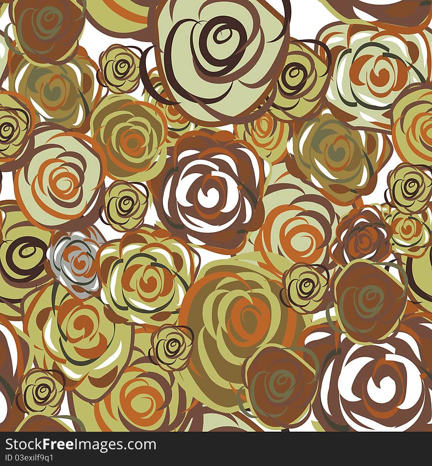 Green seamless  texture with roses. Green seamless  texture with roses