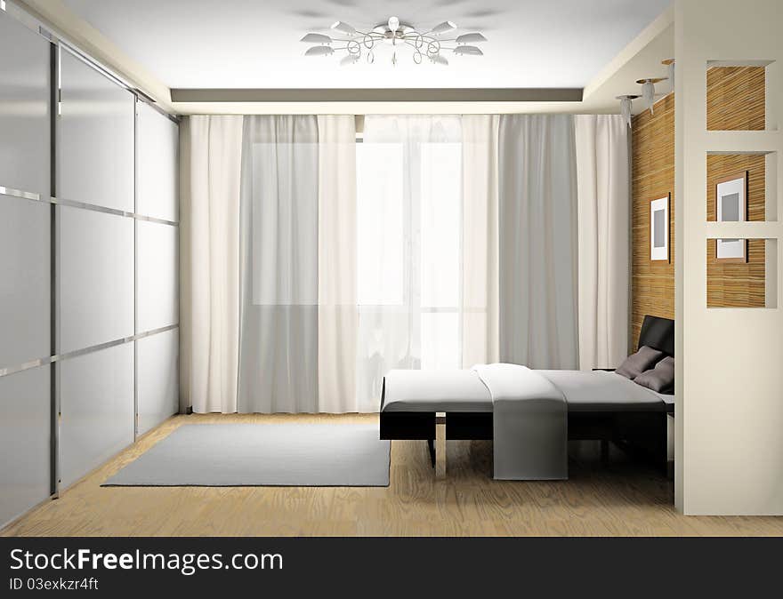 Modern interior of a bedroom room 3D