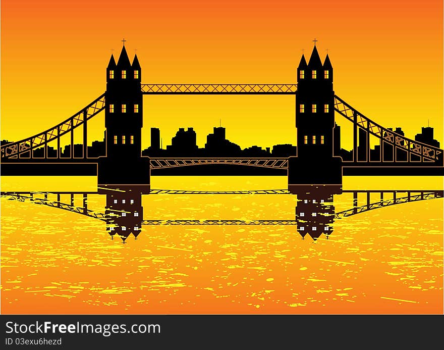 London cityscape with bridge