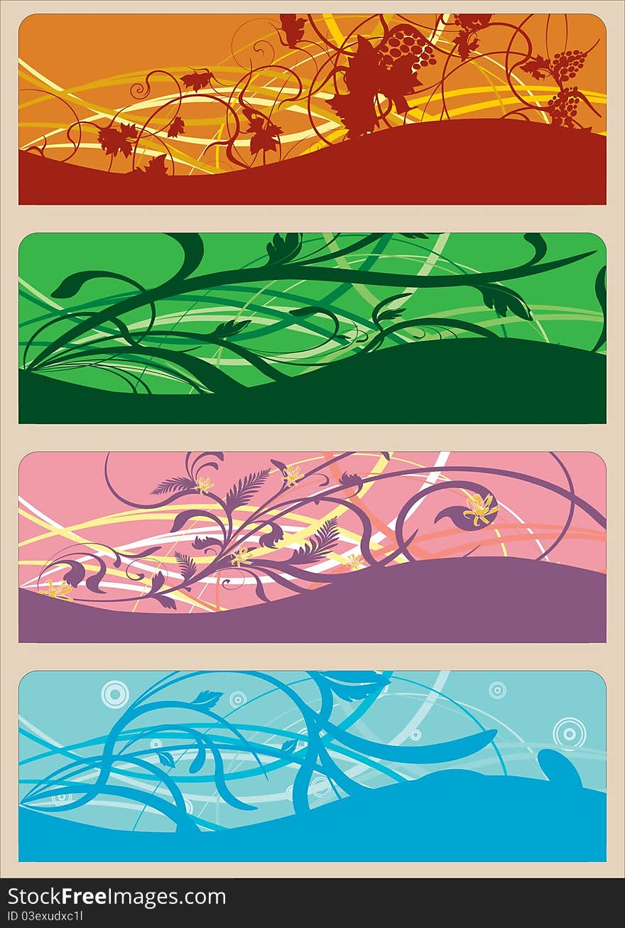 Various banners with floral design. Various banners with floral design