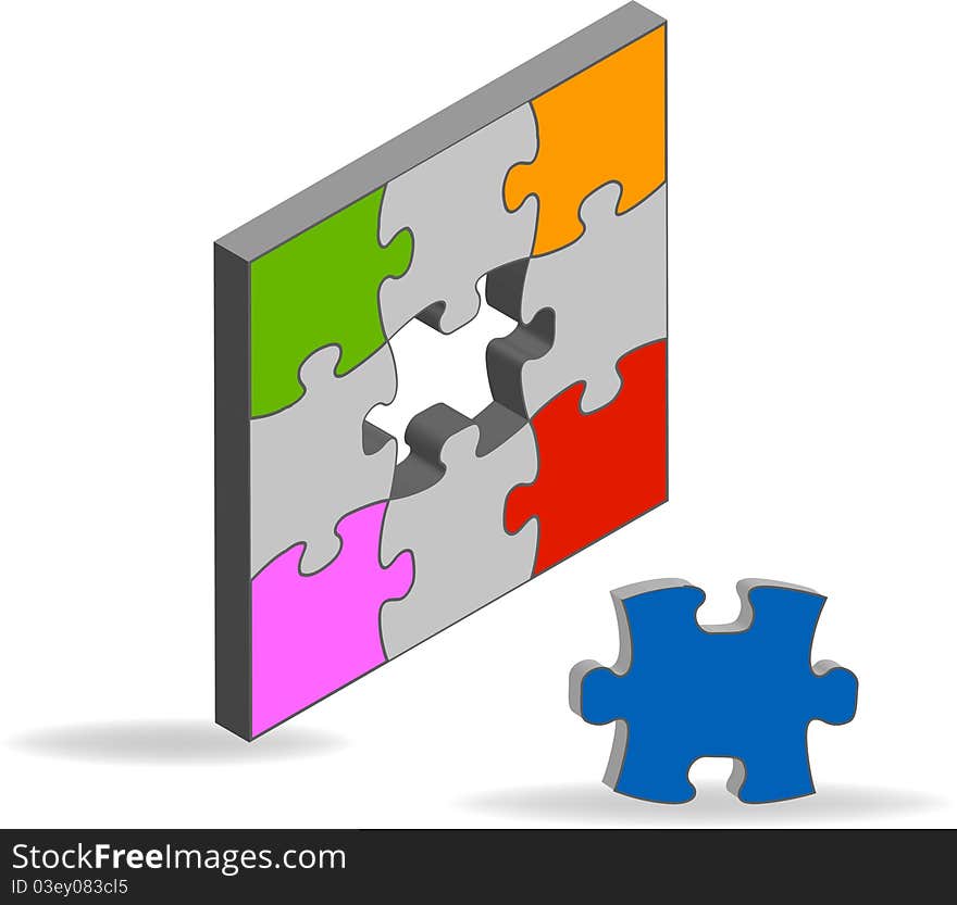 Illustration of puzzle solution various colors in it