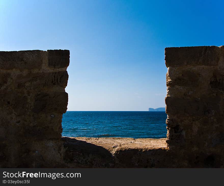 View Through The Ancient Wall To The Sea