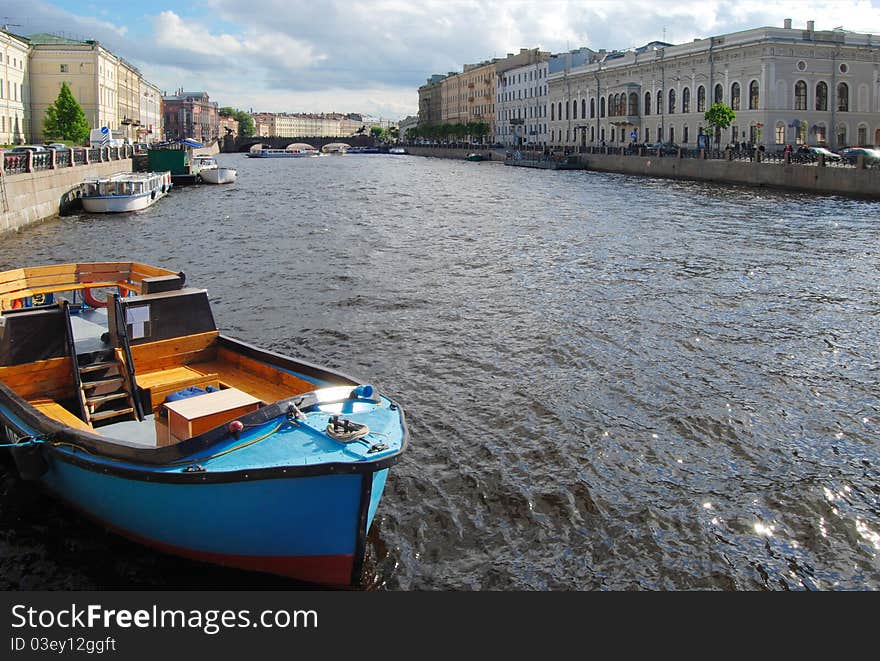 Boat on the river Neva