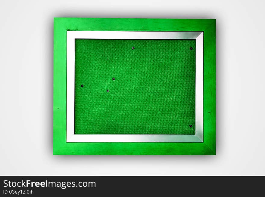 Isolated green wooden photo frame. Isolated green wooden photo frame