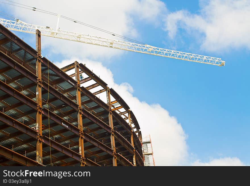 Construction Site shot from below on a sunny day. Construction Site shot from below on a sunny day.