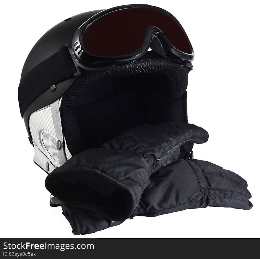 Ski Glasses, Helmet And Gloves