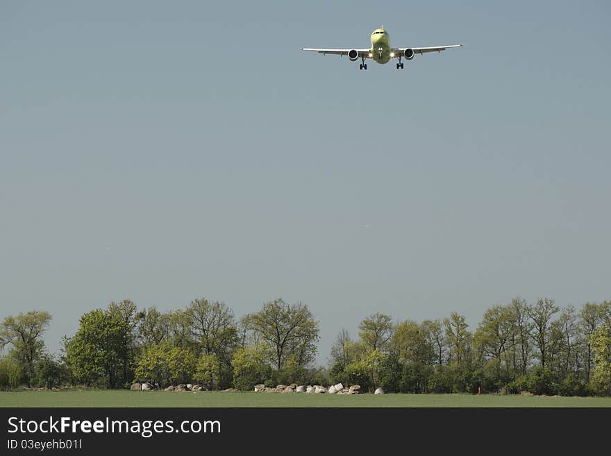 Airport is landing in Prague Airport.