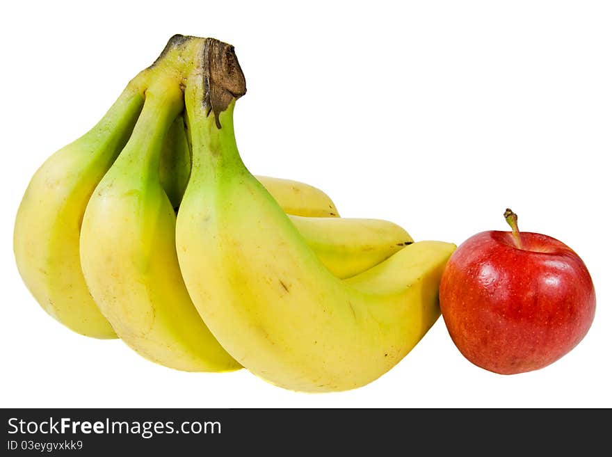 A Bunch Of Bananas And An Apple