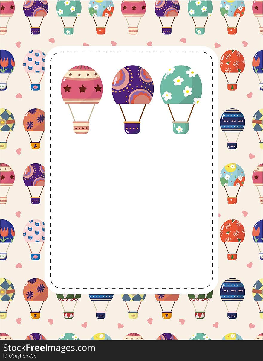 Hot air balloon card,vector illustration,vector drawing