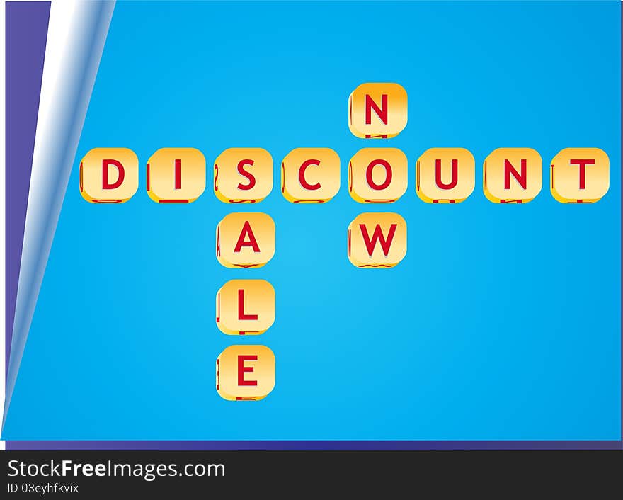 Illustration of 3d discount sale cubes on blue page