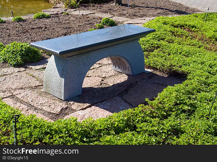 Beautiful garden patio seating corner made from stone granite. Beautiful garden patio seating corner made from stone granite