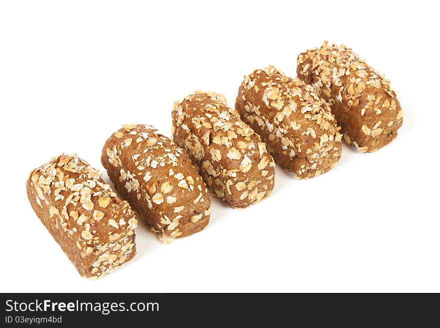 Five buns isolated on the white background