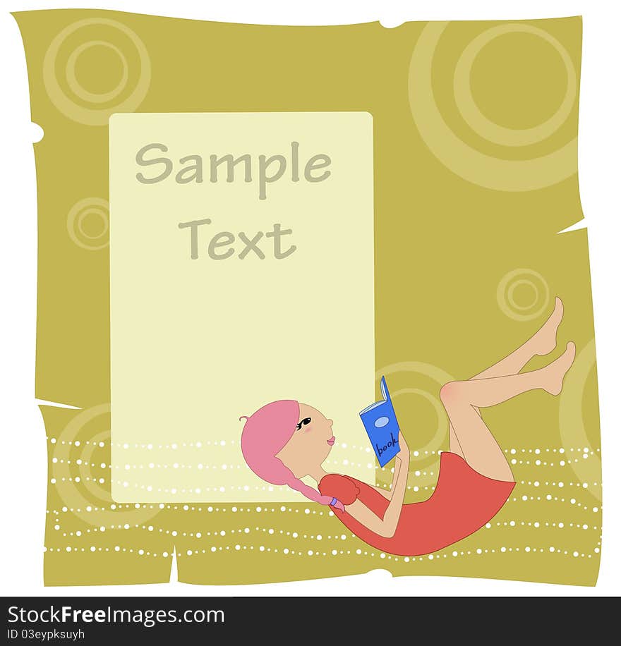 Vector Illustration of cool invitation frame with funky Young girl