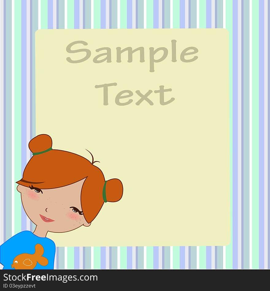 Vector Illustration of cool invitation frame with funky Young girl