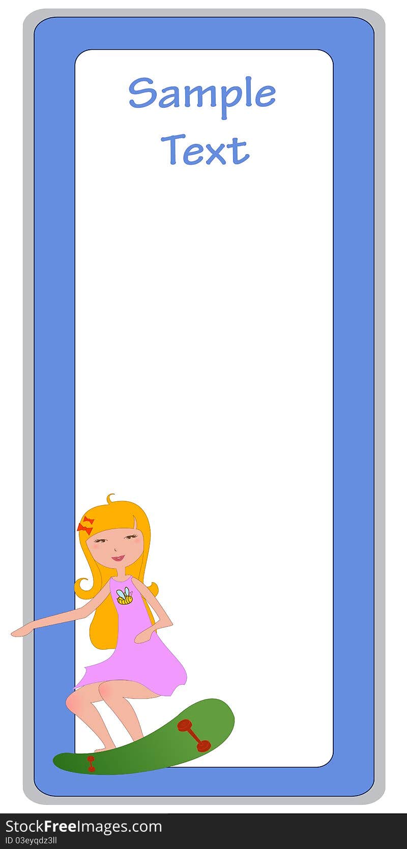 Vector Illustration of cool invitation frame with funky Young girl