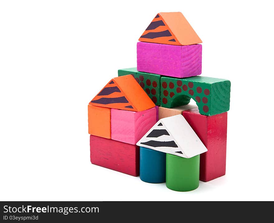 Wooden blocks, isolated on white background with good clipping path