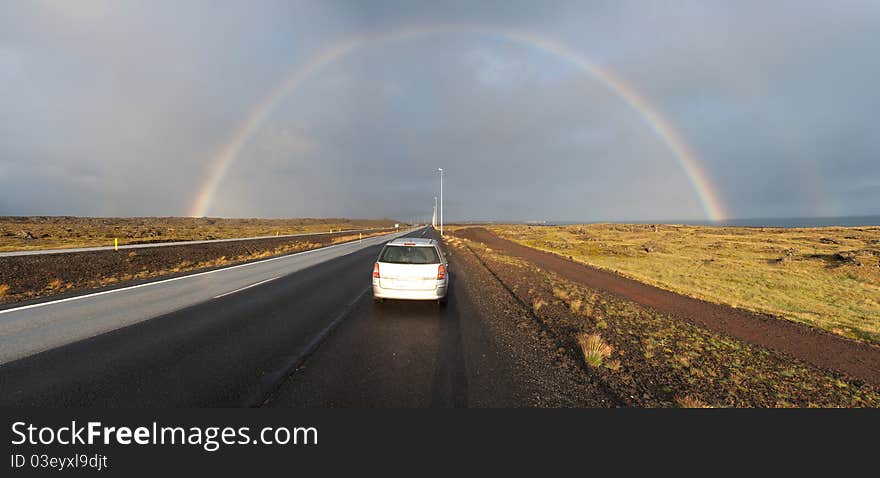 Double rainbow in Iceland