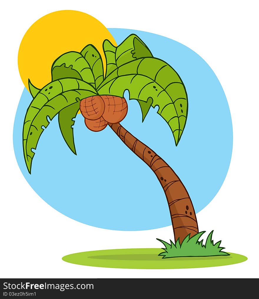 Cartoon palm three with background. Cartoon palm three with background