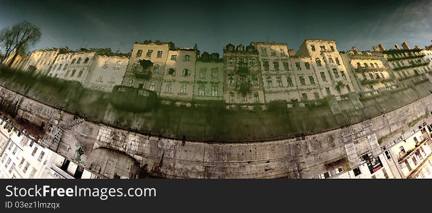 Reflection in water - old Ljubljana town